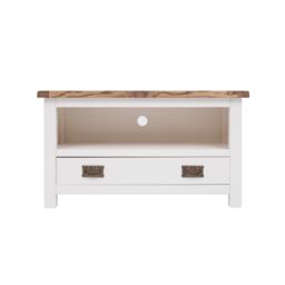 Cabinet Bits Lovere Off-White 1 Drawer TV Cabinet Brass Drop Handle