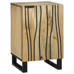 Berkfield Home Bathroom Cabinet 38x33.5x58 cm Solid Wood Mango & Engineered Wood in Beige - thumbnail 1