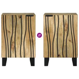 Berkfield Home Bathroom Cabinet 38x33.5x58 cm Solid Wood Mango & Engineered Wood in Beige - thumbnail 9