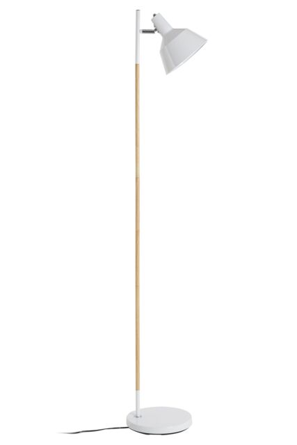 Orsina Slimline Design Of White Wood & Metal Floor Lamp, Sturdy & Stable Bedroom Lamp, Sleek Livingroom Lamp - image 1