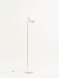 Orsina Slimline Design Of White Wood & Metal Floor Lamp, Sturdy & Stable Bedroom Lamp, Sleek Livingroom Lamp - thumbnail 4