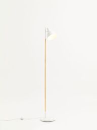 Orsina Slimline Design Of White Wood & Metal Floor Lamp, Sturdy & Stable Bedroom Lamp, Sleek Livingroom Lamp - thumbnail 5