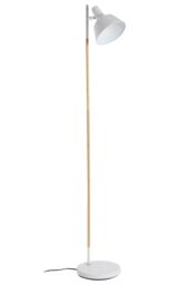 Orsina Slimline Design Of White Wood & Metal Floor Lamp, Sturdy & Stable Bedroom Lamp, Sleek Livingroom Lamp - thumbnail 2