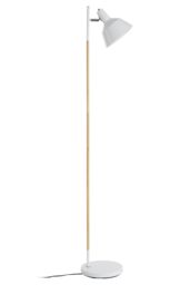 Orsina Slimline Design Of White Wood & Metal Floor Lamp, Sturdy & Stable Bedroom Lamp, Sleek Livingroom Lamp