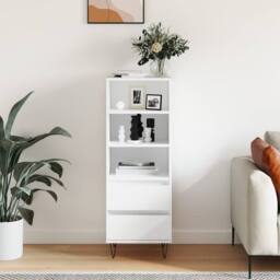 Berkfield Home Highboard White 40x36x110 cm Engineered Wood - Size: 40 x 36 x 110 cm - thumbnail 2