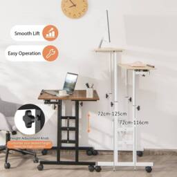 Gymax Standing Desk Rolling Laptop Computer Workstation Height Adjustable in Light Khaki - thumbnail 7