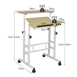 Gymax Standing Desk Rolling Laptop Computer Workstation Height Adjustable in Light Khaki - thumbnail 2
