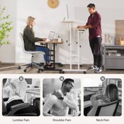 Gymax Standing Desk Rolling Laptop Computer Workstation Height Adjustable in Light Khaki - thumbnail 9