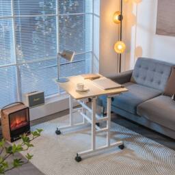 Gymax Standing Desk Rolling Laptop Computer Workstation Height Adjustable in Light Khaki - thumbnail 6