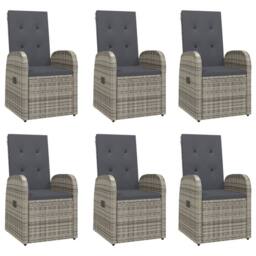 Berkfield Home 7 Piece Garden Dining Set Grey Poly Rattan&Solid Wood Acacia - thumbnail 4