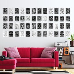 "Artery8 Wall Art Print 50 Pcs Botanical Aesthetic Haeckel Nature Black White Collage Kit s A6 Set Pack 15x10 cm (6x4"") Bedroom Wall Home Bathroom" - thumbnail 3