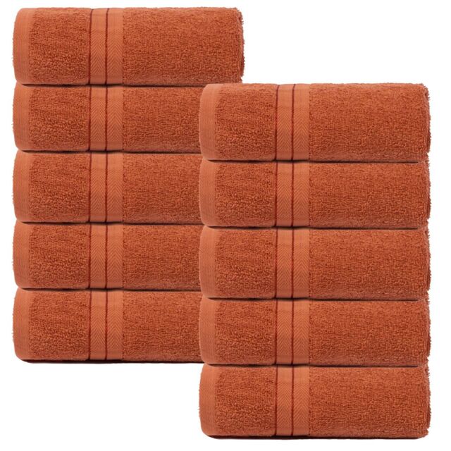 OHS 10 Pack of 100% Cotton Bathroom Hand Towel in Burnt Orange - image 1