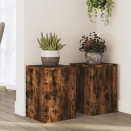 Berkfield Home Plant Stands 2 pcs Smoked Oak 25x25x35 cm Engineered Wood in Brown - Size: 25 x 25 x 35 cm
