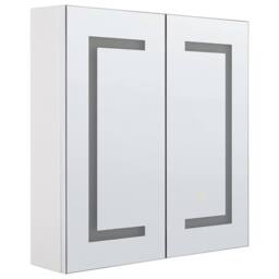 Wyld and Coco LED Mirror Cabinet 60 x 60 cm White Two Hidden Shelves - thumbnail 2