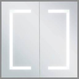 Wyld and Coco LED Mirror Cabinet 60 x 60 cm White Two Hidden Shelves - thumbnail 4