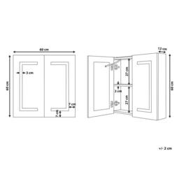 Wyld and Coco LED Mirror Cabinet 60 x 60 cm White Two Hidden Shelves - thumbnail 3