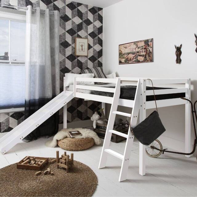 Nöa and Nani Moro Cabin Bed Midsleeper with Slide in White - Size: Single - image 1