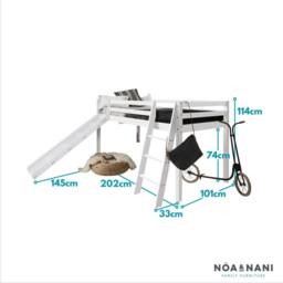 Nöa and Nani Moro Cabin Bed Midsleeper with Slide in White - Size: Single - thumbnail 4