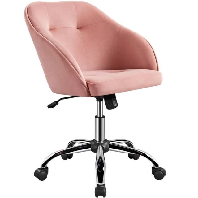 Kelvenix Pink Velvet Desk Chair Vanity Chair Swivel Chair Adjustable Height - image 1