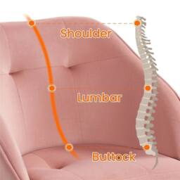 Kelvenix Pink Velvet Desk Chair Vanity Chair Swivel Chair Adjustable Height - thumbnail 4
