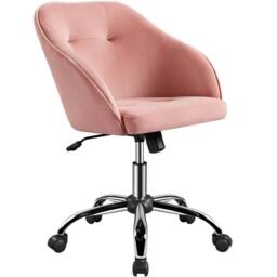 Kelvenix Pink Velvet Desk Chair Vanity Chair Swivel Chair Adjustable Height