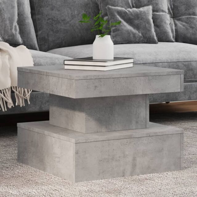Berkfield Home Coffee Table with LED Lights Concrete Grey 50x50x40 cm - Size: 50 x 50 x 40 cm - image 1