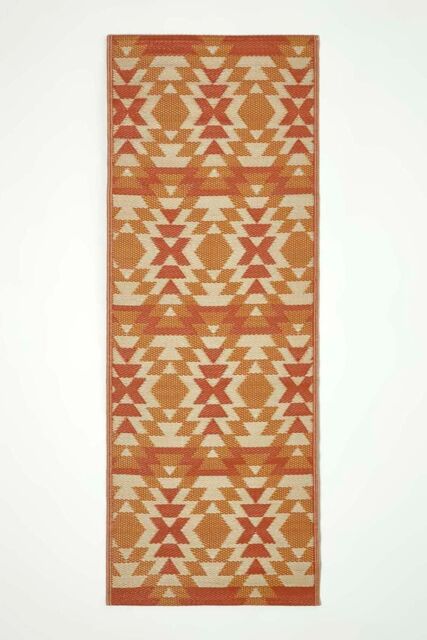 Homescapes Luxury Outdoor Rug Waterproof Reversible for Garden, Orange Anya Aztec - Size: 75 cm x 200 cm - image 1