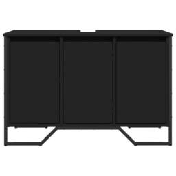 Berkfield Home Modern Bathroom Sink Cabinet Black 91x35x60 cm Engineered Wood - Size: 91 x 35 x 60 cm - thumbnail 4