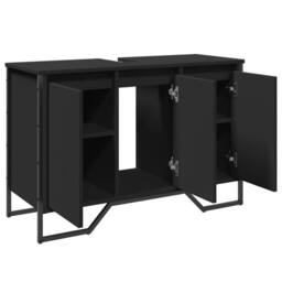 Berkfield Home Modern Bathroom Sink Cabinet Black 91x35x60 cm Engineered Wood - Size: 91 x 35 x 60 cm - thumbnail 8