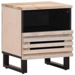 Berkfield Home Bedside Cabinet 40x33x46 cm Solid Wood Bleached Mango in Light Tan - Size: 40 x 33 x 46 cm - thumbnail 2