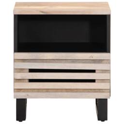 Berkfield Home Bedside Cabinet 40x33x46 cm Solid Wood Bleached Mango in Light Tan - Size: 40 x 33 x 46 cm - thumbnail 3