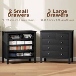 HOMCOM Modern Chest Of Drawers, 5 Drawer Unit Storage Chest for Bedroom in Black - thumbnail 4