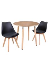 Life Interiors 'Round Lorenzo' Dining Set with a Table & Chairs Set of 2 in Black - thumbnail 1