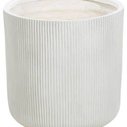 Wyld and Coco 45cm White Ribbed Fibre-Clay Outdoor Planter - thumbnail 2