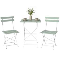 OUTSUNNY Outdoor Bistro Set Folding for 2 People White Green - thumbnail 2