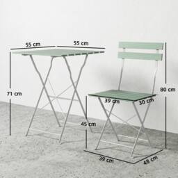 OUTSUNNY Outdoor Bistro Set Folding for 2 People White Green - thumbnail 3
