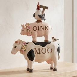 Garden Greatness Playful Resin Stacked Farm Animal Figurine - Size: 1 Pack - thumbnail 2