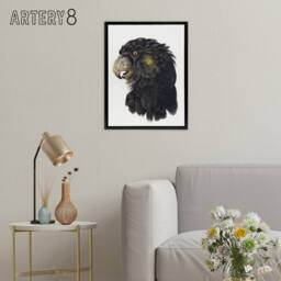 "Artery8 Cockatoo Parrot Head Schouman Watercolour Framed Canvas Wall Art Print in White - Size: W24"" x H32""" - thumbnail 3