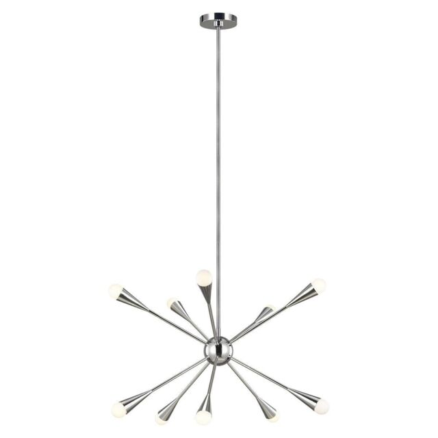 Loops 10 Bulb Chandelier LIght Highly Polished Nickel LED G9 3.5W in Metallics