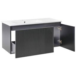 Wyld and Coco Black 100cm Wall-Mounted Vanity Unit with Built-In Ceramic Basin - thumbnail 4