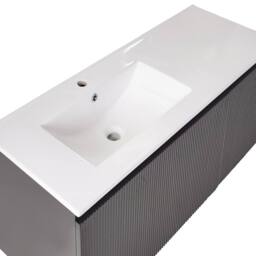 Wyld and Coco Black 100cm Wall-Mounted Vanity Unit with Built-In Ceramic Basin - thumbnail 7