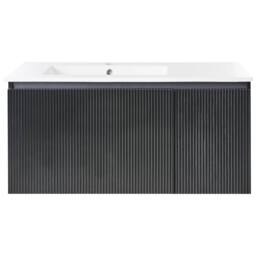 Wyld and Coco Black 100cm Wall-Mounted Vanity Unit with Built-In Ceramic Basin - thumbnail 5