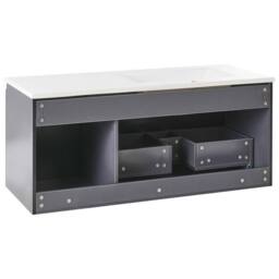 Wyld and Coco Black 100cm Wall-Mounted Vanity Unit with Built-In Ceramic Basin - thumbnail 6