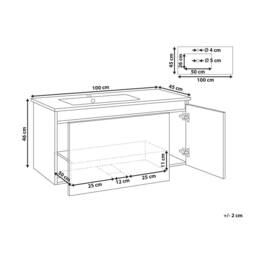 Wyld and Coco Black 100cm Wall-Mounted Vanity Unit with Built-In Ceramic Basin - thumbnail 3