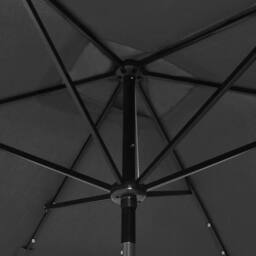 Berkfield Home Parasol with LEDs & Steel Pole Anthracite 2x3 m in Black - thumbnail 9