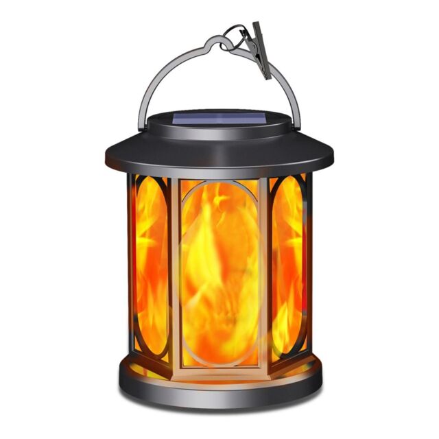 Leaper Pack of 2 Solar-Powered Outdoor Garden Flame Landscape Light in Black - image 1