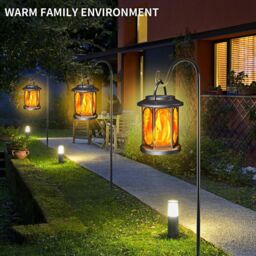 Leaper Pack of 2 Solar-Powered Outdoor Garden Flame Landscape Light in Black - thumbnail 3