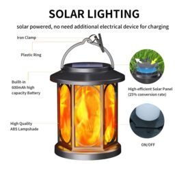 Leaper Pack of 2 Solar-Powered Outdoor Garden Flame Landscape Light in Black - thumbnail 4
