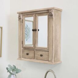 Melody Maison Wooden Mirrored Bathroom Cabinet in Natural - thumbnail 4