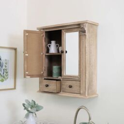 Melody Maison Wooden Mirrored Bathroom Cabinet in Natural - thumbnail 6